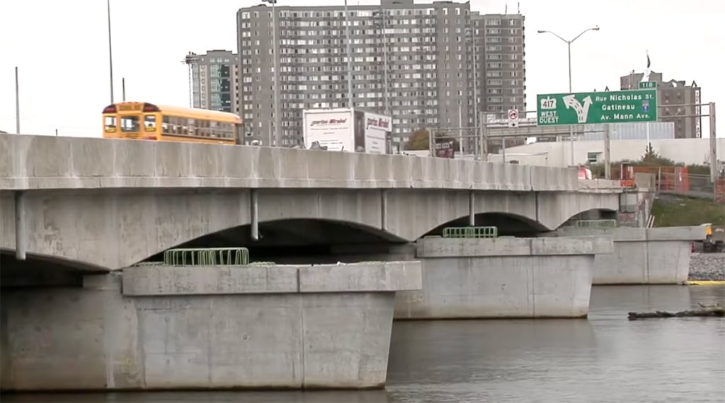 Image of Hurdman Bridge with water below.